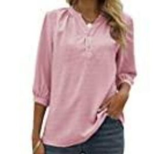 C Wonder pink smock 3/4 sleeve blouse with collar detail. Size 16, NWOT